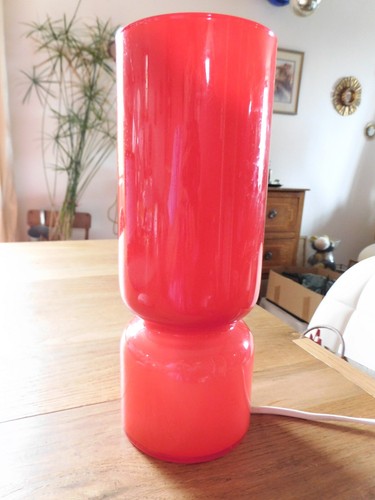 Lampe vintage verre rouge - verre,
