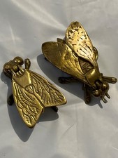 2 Mouches anciennes / boîte en laiton massif  / Cendrier 