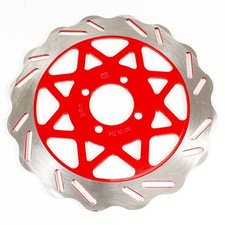 Avant Disque de frein Rouge Front Waved Edge Brake Disc Rotor Grooved Steel NEW
