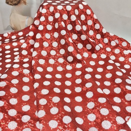 Rouge blanc pois sequin - blanc, à