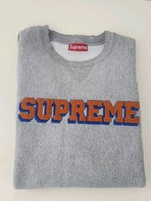 Sweat À Col Rond Supreme 1996 Gris Moyen Logo Orange Bleu Vintage Grail