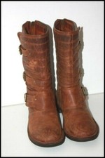 UGG Mi Bottes Cuir Matelassé Marron Doublées Cuir T 40 TBE