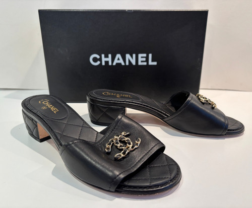 Mules chanel noires - noires, cuir