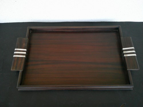Plateau art deco bois peint - art,