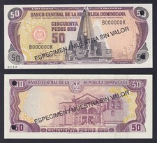 Billet République Dominicaine 50 PESOS OR 1997 P.-155s1 SPECIMEN FDS/UNC