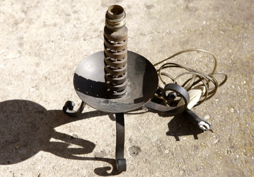 Lampe bougeoir torsade fer - lampe,