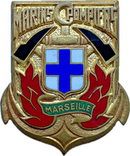 MARSEILLE, Marins Pompiers, monobloc, émail, dos guilloché
