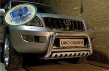 Pare Buffle Pour Land Cruiser 120 Homologue Inox Ø 70mm Avec Plaque De Protect