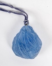 Pendentif Poissons Verre Bleu Patine Rene Lalique R.Lalique Blue Pendant Fishes