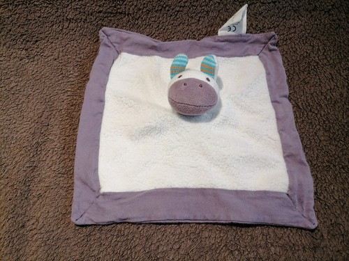 Doudou plat âne - blanc, violet