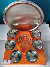 Service à Glace Guy Degrenne en Inox Massif 6 Coupes, 6 Cuillères, Plateau 33cm