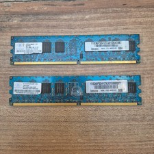 2x Barrette Mémoire 1Go RAM DDR2 Nanya NT1GT64U8HA0BY-37B DIMM PC2-4200U 2Rx8