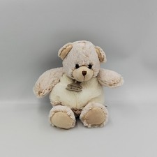 Doudou ours beige blanc tout
