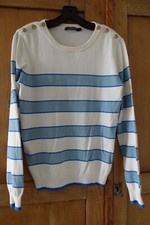 Pull blanc à rayures bleues marque Monoprix taille S