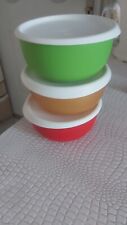 tupperware lot de 3 boîtes ronde bol petit saladier pouce 550 ml vert doré rouge