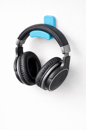 Support casque mural bleu