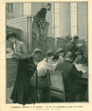 Document ancien l'élément féminin à la Douma issue de magazine 1906  
