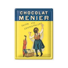 Plaque métal publicitaire 30x40cm  bombée  : FILLE CHOCOLAT MENIER