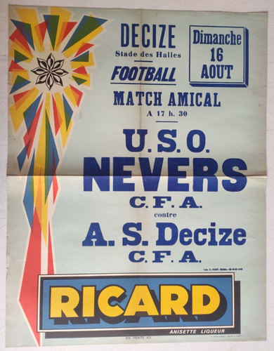 Affiche ancienne football - -,