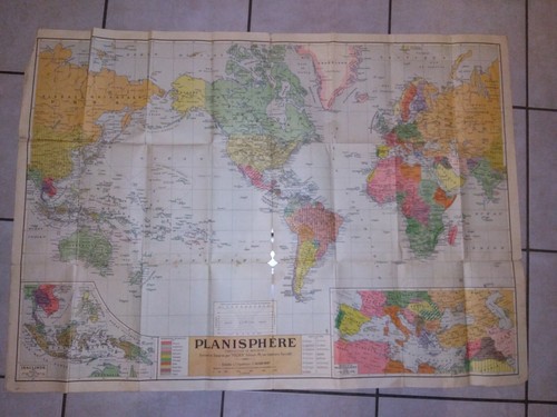 Ancienne carte planisphère - ancienne,