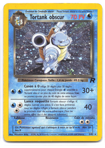 Carte pokémon tortank obscur - carte,