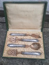 ANCIEN COFFRET SERVICE À DESSERT COUVERT MIGNARDISE, VERMEILLE ET ARGENT FOURRÉ