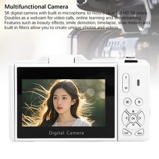 5K 75MP Digital Camera WiFi 18X Zoom Selfie Travel Camera With 3in 180 Degree