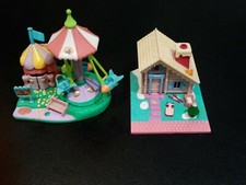 Lot 2 Polly Pocket Chalet + Manège Fête Foraine Bluebird 1993 bon état 
