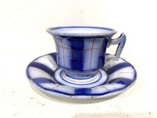 Ancienne Tasse Avec Coupelle Opaque de Sarreguemines