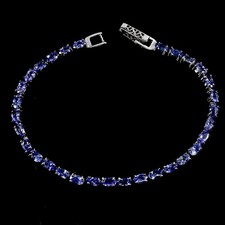 925 Argent Sterling Bracelet Ovale en Tanzanite 5x3mm Gemmes Naturelles Bijoux