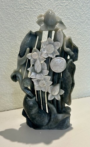 Grande sculpture jade poissons - jade,