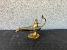 Lampe orientale en laiton et émail bleu