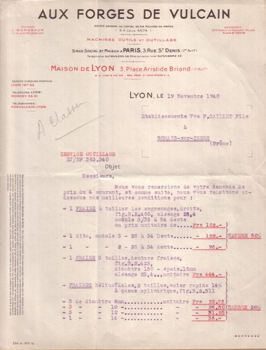 Lyon lettre aux forges - aux,