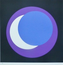 Geneviève Claisse "Cercle Bleu/Lilas" Signé À La Main Artiste Française