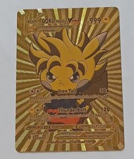 GOKU DRAGON BALL Z DBZ PIKACHU POKEMON COSPLAY CARTE HOLO PRISM ANIME MANGA GOLD