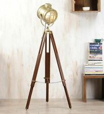 Ancien pied en bois lampe à fleurs en laiton fait main nautique vintage