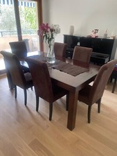 table salle à manger bois massif 6-8 personnes + 6 chaises