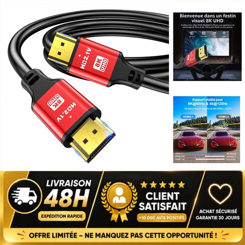 Câble hdmi 48gbps - hdmi,
