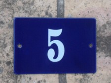 PLAQUE EMAILLEE NUMERO DE RUE EMAIL VERITABLE 800°C N° MAISON N° 5 BS FAB FRANCE