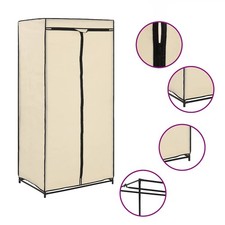 Garde-robe Crème Penderie Armoire de Rangement Etagère à Vêtements vidaXL