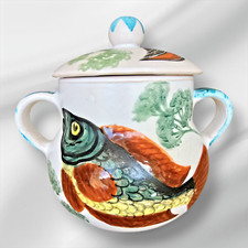 French vintage Grandjean Jourdan Vallauris ceramic soup Tureen, 50s hand painted