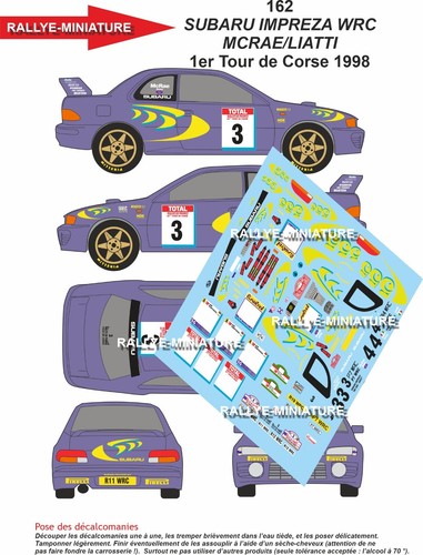 Decals ref 0162 subaru - decals, 1/18