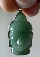 pendentif grosse tête Bouddha jade argent