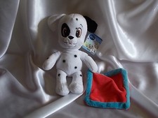 Doudou chien blanc, Dalmatian et sa couverture rouge et bleue, Disney, Nicotoy