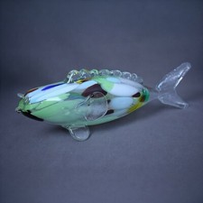 Sculpture en Verre Soufflé - Poisson Coloré Multicolore - Art Décoratif
