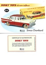 DINKY TOYS Fiche + Certificat SIMCA CHAMBORD Dinky Toys 24 K Atlas