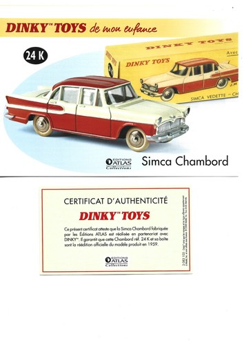 Dinky toys fiche certificat - dinky, +