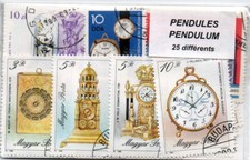Lot 25 timbres thematique " Horloges et pendules "