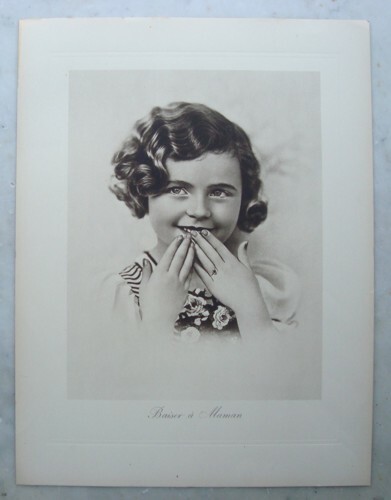 Gravure 1950 sepia fillette - gravure,