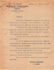 FACTURE  1948 VELO REMORQUES BORDEAUX TRANSPORTS A BORDEAUX